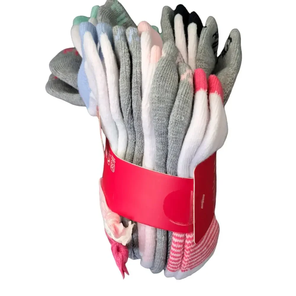 NWT Fila 10 Pairs Comfort Knit Soft Socks Bonus 3 Hair Ties Girls 7 to 10 Shoe